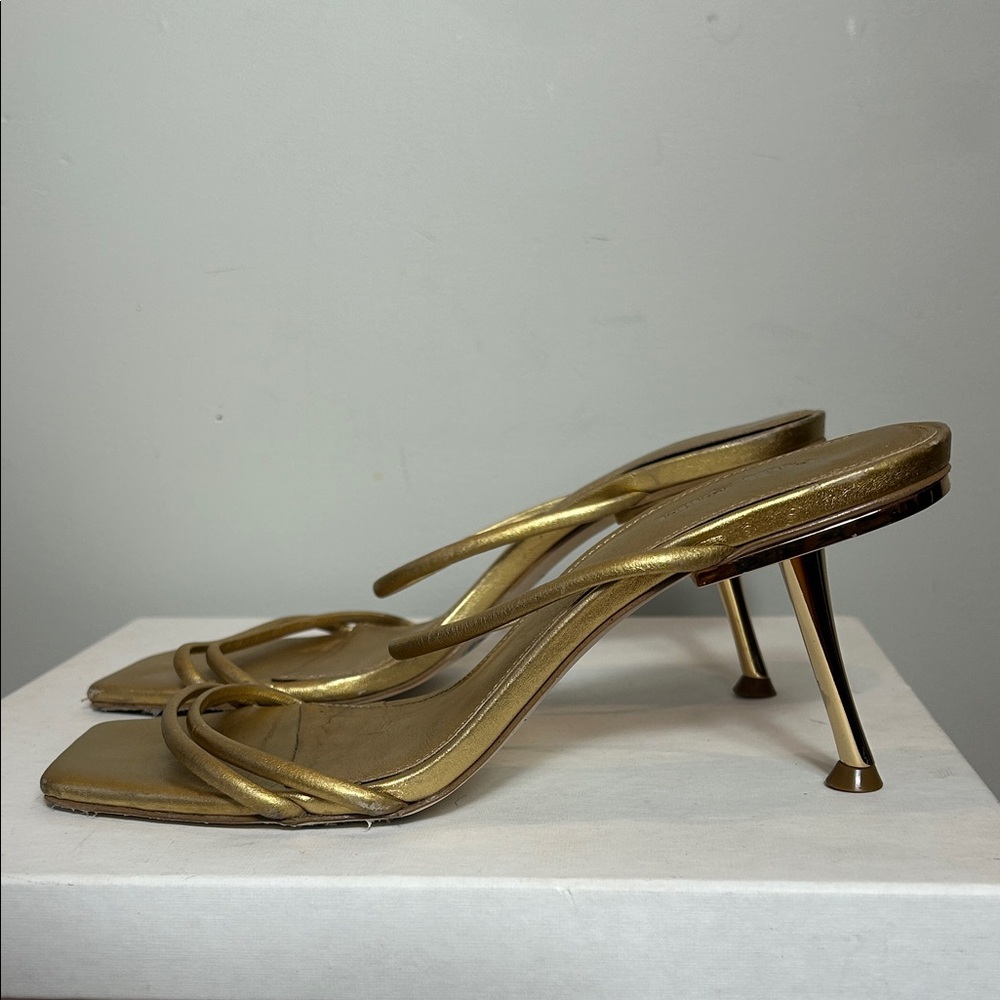 Cult Gaia Lydia Sandals Gold Strappy Heels - Picture 3 of 8